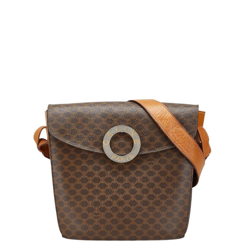 Celine Celine Macadam Pvc Shoulder Bag Leather Crossbody Bag in Brown, Women's