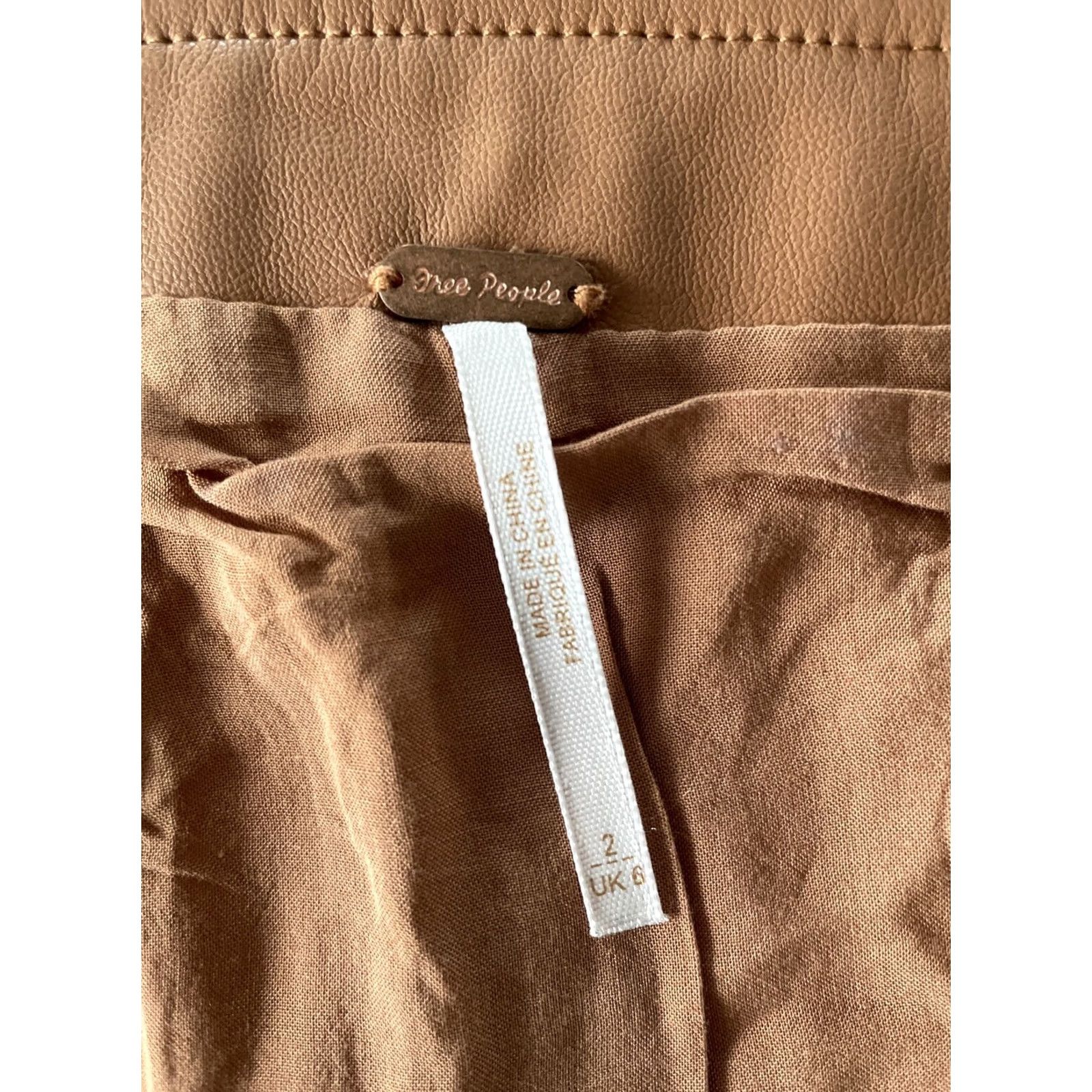 Free People VINTAGE Free People Maya Mod Vegan Faux Leather Mini Skirt Women Size 2 Tan Zip Up Wrap Size 26" / US 2 / IT 38 - 3 Thumbnail