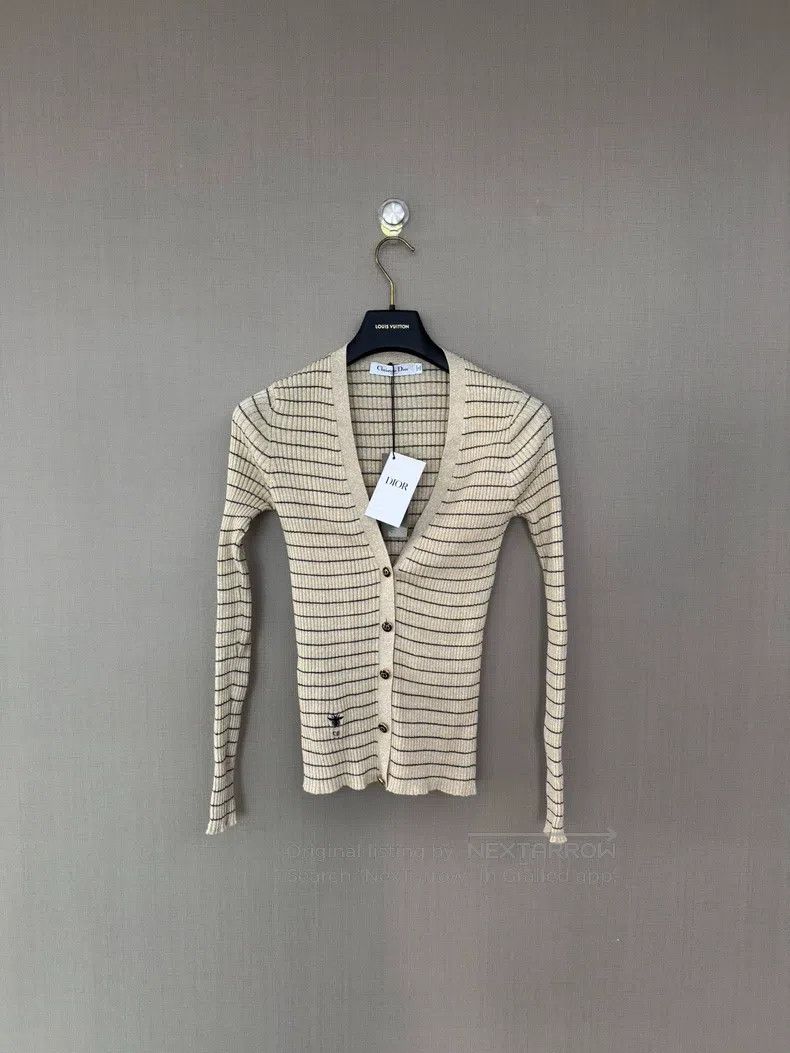 Dior Dior Knitted cardigan with thin striped bee embroidery coa Size XS / US 0-2 / IT 36-38 - 1 Thumbnail