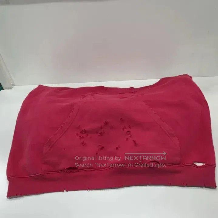Balenciaga Balenciaga Classic Distressed Red Hooded Sweatshirt. Size US XXS / EU 40 - 6 Thumbnail