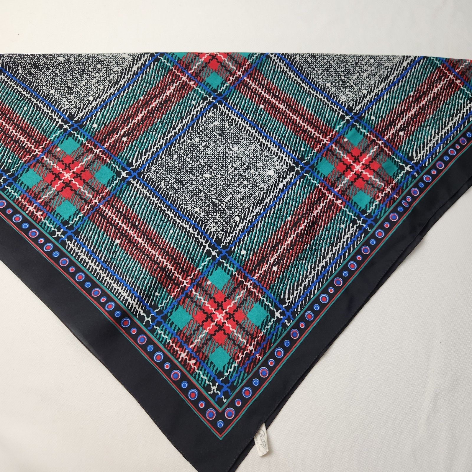 Other Vintage Glentex Plaid Polka Dot Scarf Made in Italy Purse Size ONE SIZE - 6 Thumbnail