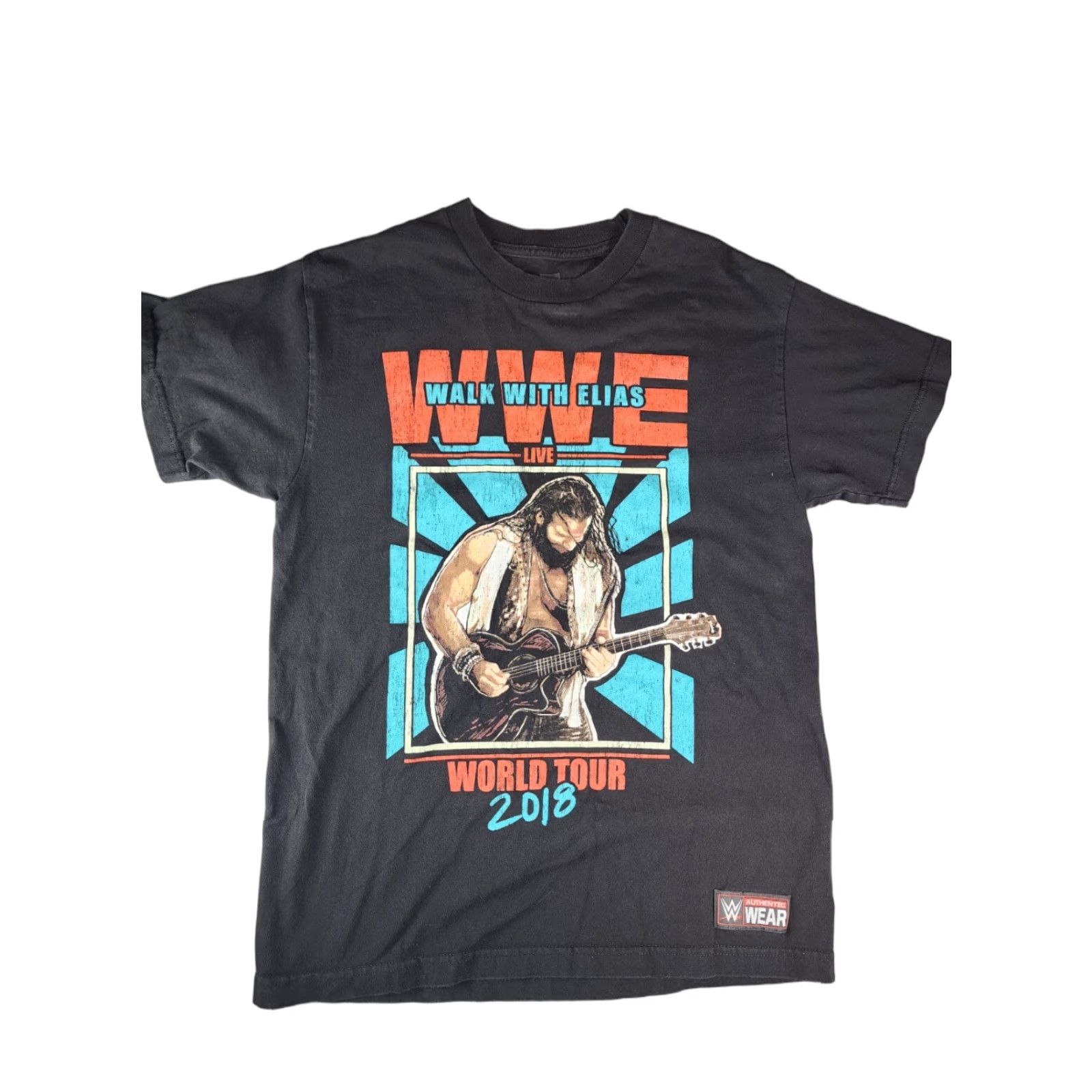 Vintage WWE Shirt Medium Black Walk With Elias World Tour 2018 Cotton T-Shirt Mens Short Sleeve Crew Neck Logo Graphic Print, Regular Fit, All Seasons Size US M / EU 48-50 / 2 - 1 Thumbnail