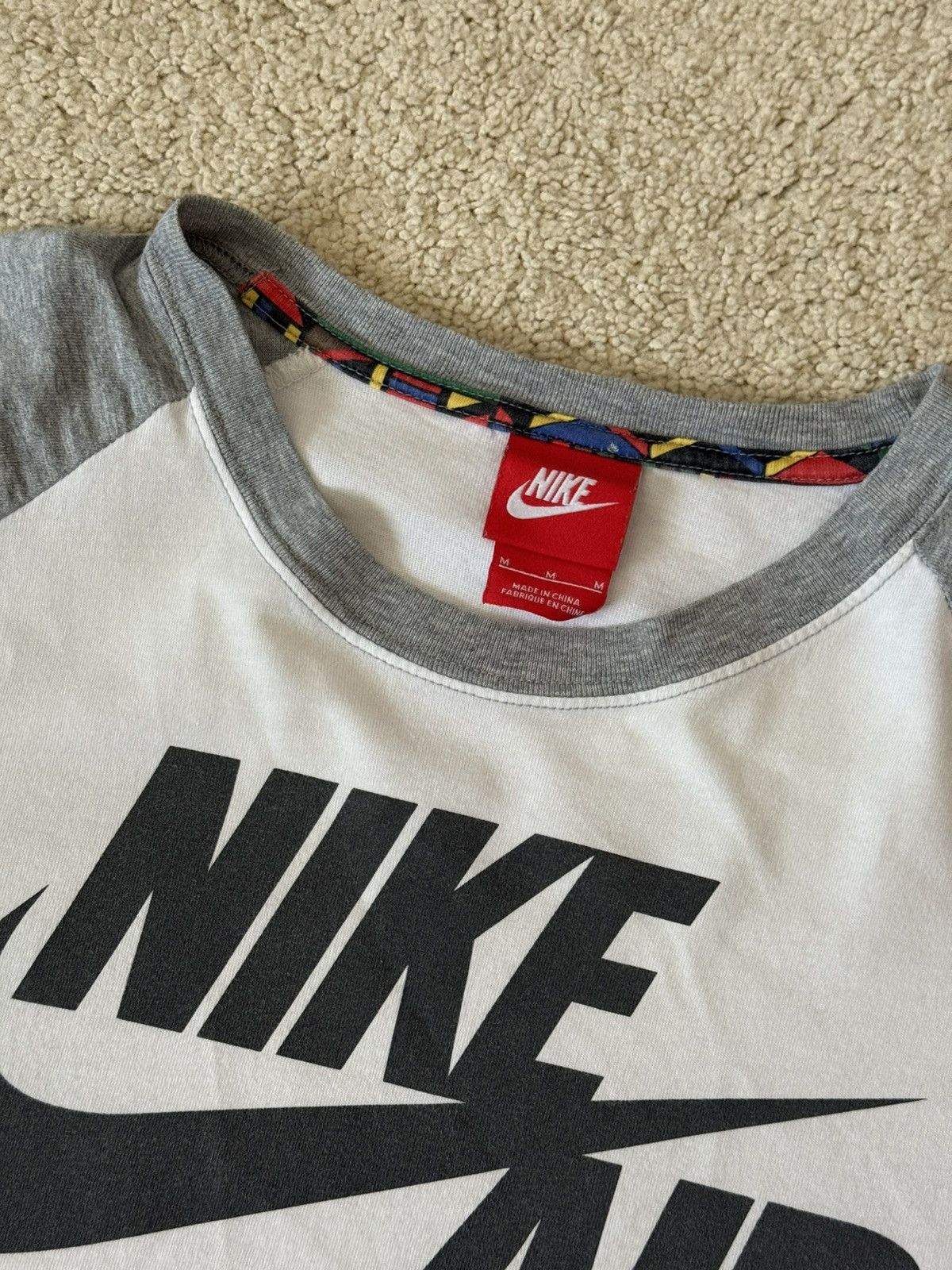 Nike × Vintage Men's Nike Air 3/4 Sleeve Grey White Shirt Lebron Wore Size US M / EU 48-50 / 2 - 2 Thumbnail