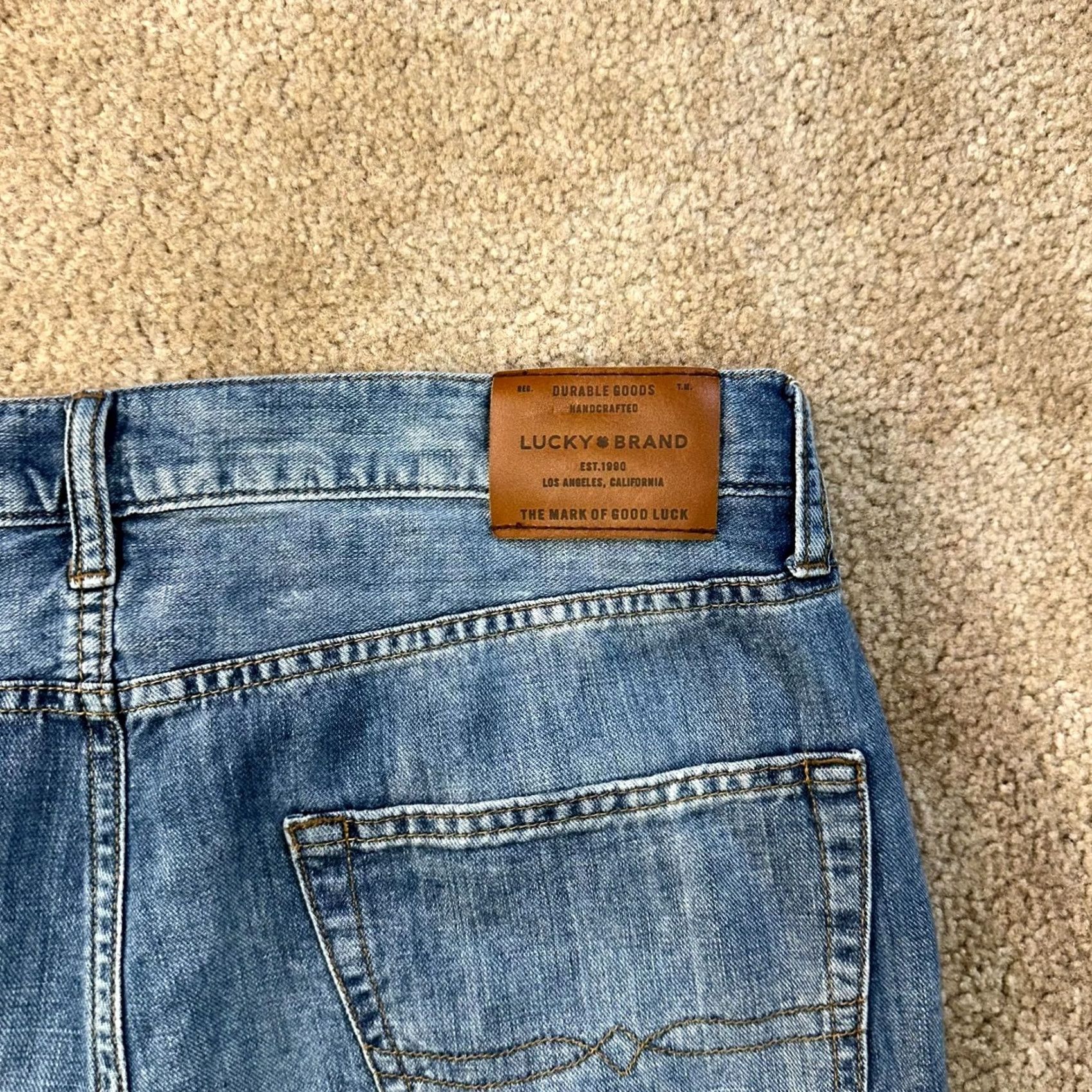Lucky Brand Lucky Brand 410 Jeans Men Slim Straight 36x32 Blue Denim Medium Wash Cotton Blend 5-Pocket Belt Loops Smart Size US 36 / EU 52 - 7 Thumbnail