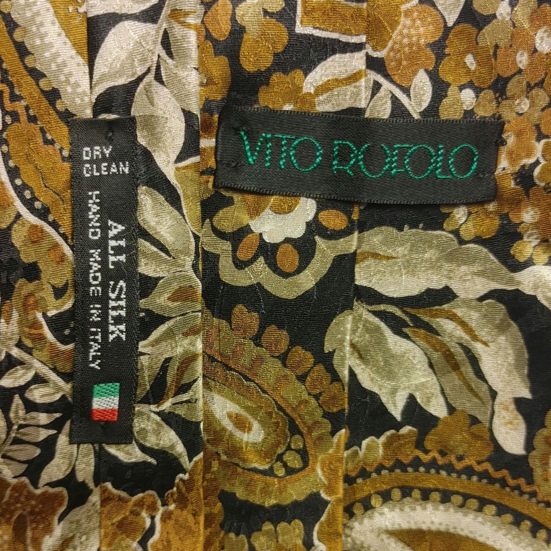 Other Vito Rofolo OS Handmade Silk Italy Gold/Black Paisley Tie Size ONE SIZE - 2 Thumbnail