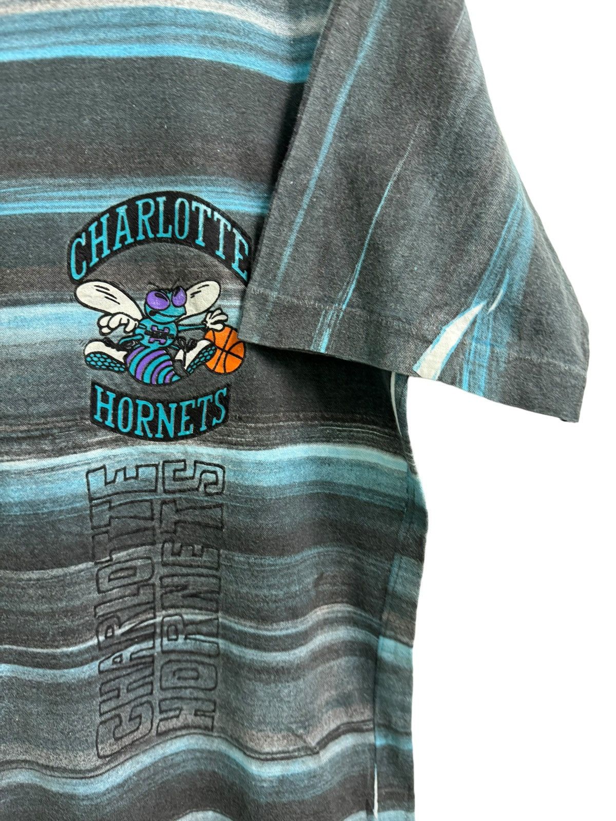 Marvel Comics × NBA × Vintage Vintage 90s Charlotte Hornets NBA Stripes Tye Dye Size US M / EU 48-50 / 2 - 6 Thumbnail
