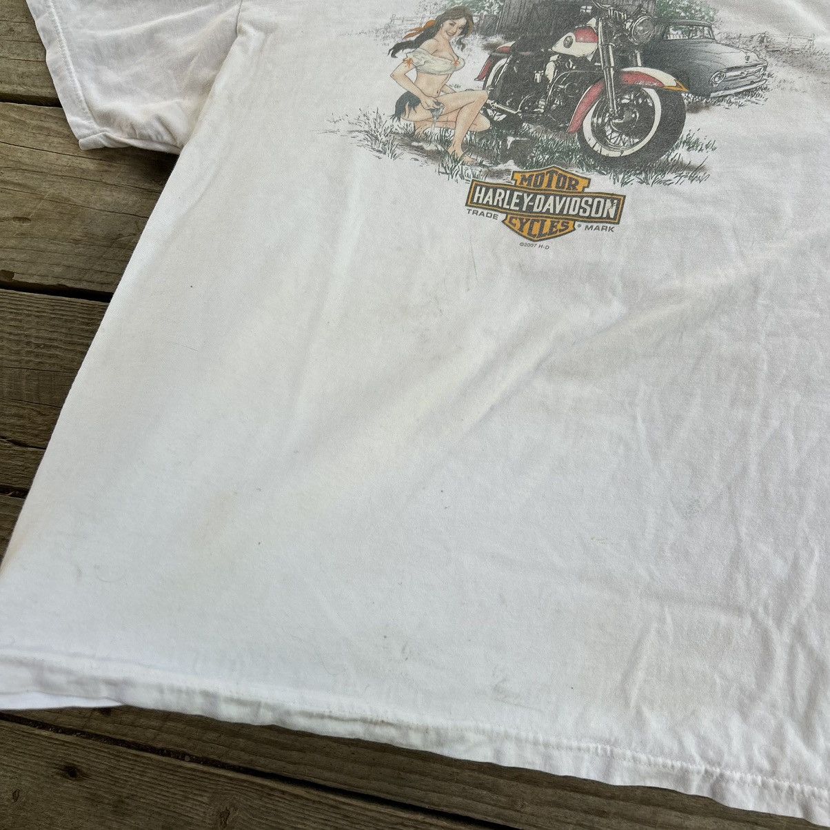 Harley Davidson Vintage Stained Distressed Harley Davidson Biker Chick Shirt Size US XL / EU 56 / 4 - 2 Thumbnail