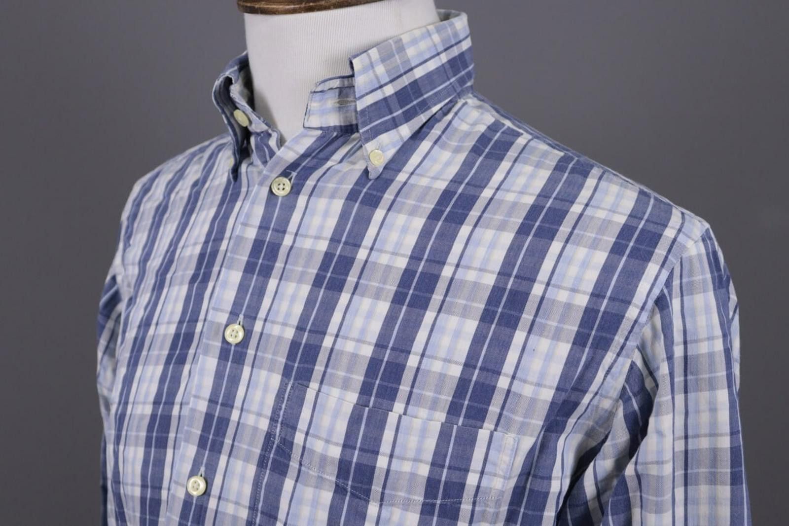 Designer Burberry London Blue Check Button Down Shirt Size 39 Size US M / EU 48-50 / 2 - 9 Thumbnail