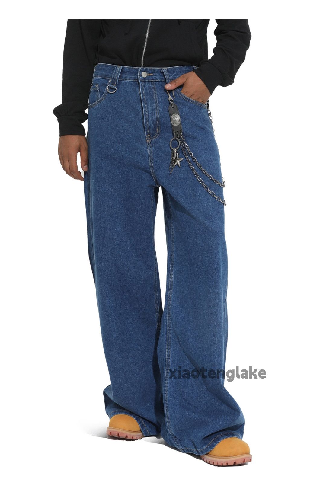Jean xz vintage washed faded wide Leg flared hiphop jeans Size US 32 / EU 48 - 2 Thumbnail