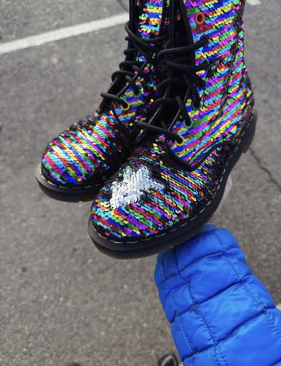 Dr. Martens Dr. Martens 1460 Pascal Reversible Sequin boots Size US 7 / IT 37 - 3 Thumbnail