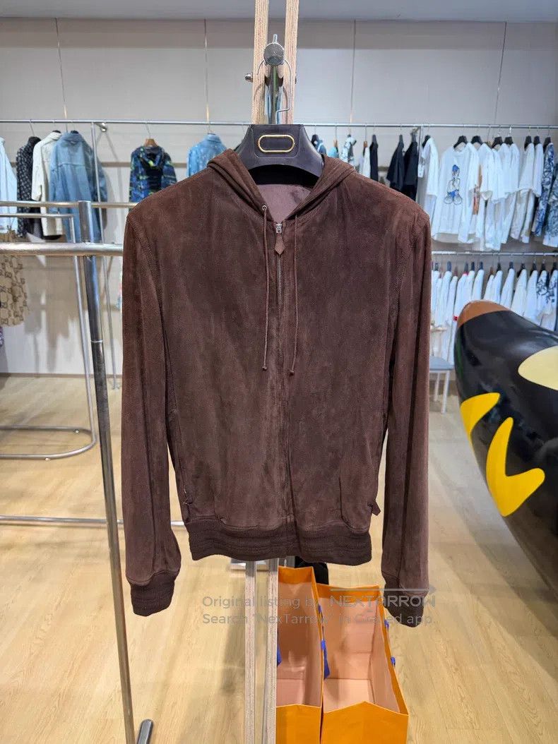 Hermes Hermes Maillard brown suede hooded zip-up jacket Size US S / EU 44-46 / 1 - 1 Thumbnail