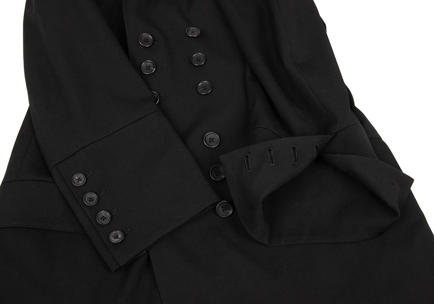 Yohji Yamamoto Yohji Yamamoto Wool Gabardine Long Jacket Black Size US M / EU 48-50 / 2 - 7 Thumbnail