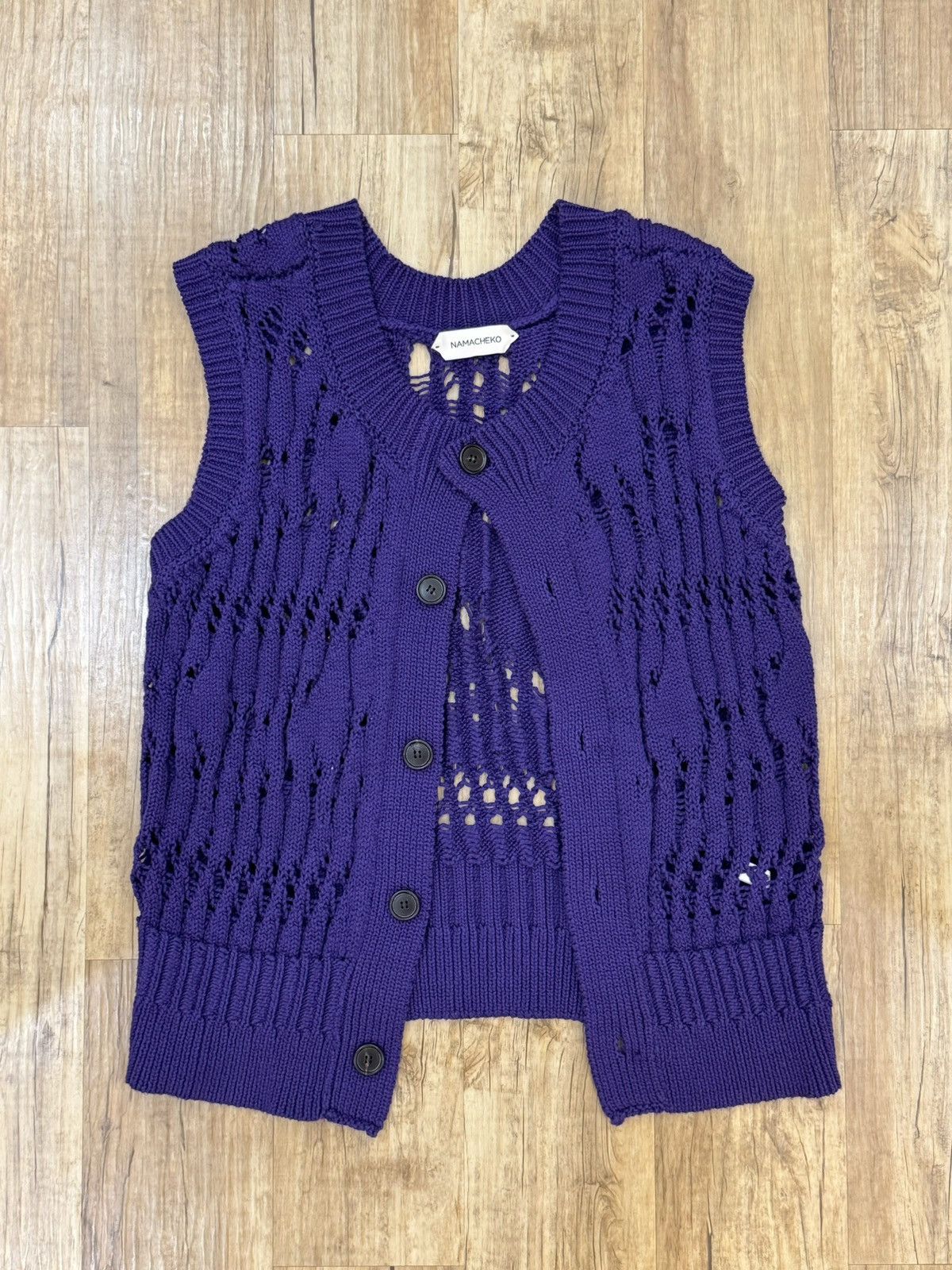 image of Namacheko 22Ss Clemens Cutout Knitted Vest in Purple, Men's (Size XL)