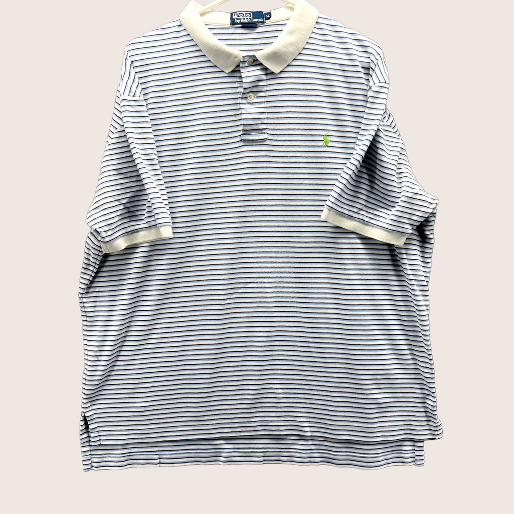 Polo Ralph Lauren VINTAGE Polo Ralph Lauren Polo Shirt Mens XL Blue Stripes Preppy Rugby Channeling Size US XL / EU 56 / 4 - 1 Thumbnail