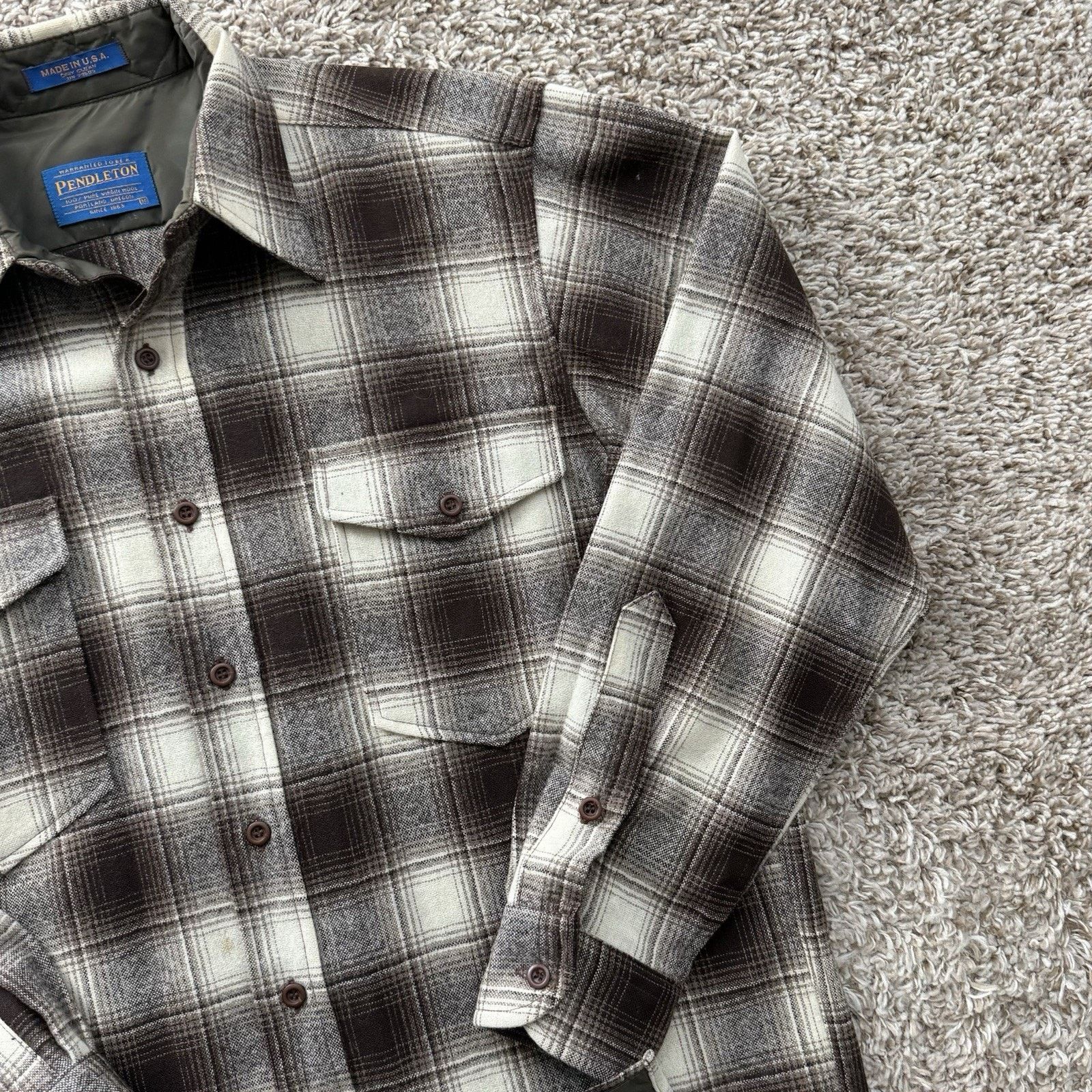 Pendleton × Vintage Vintage Pendleton Brown Shadow Plaid Button Up Guide Shirt Size US M / EU 48-50 / 2 - 8 Thumbnail