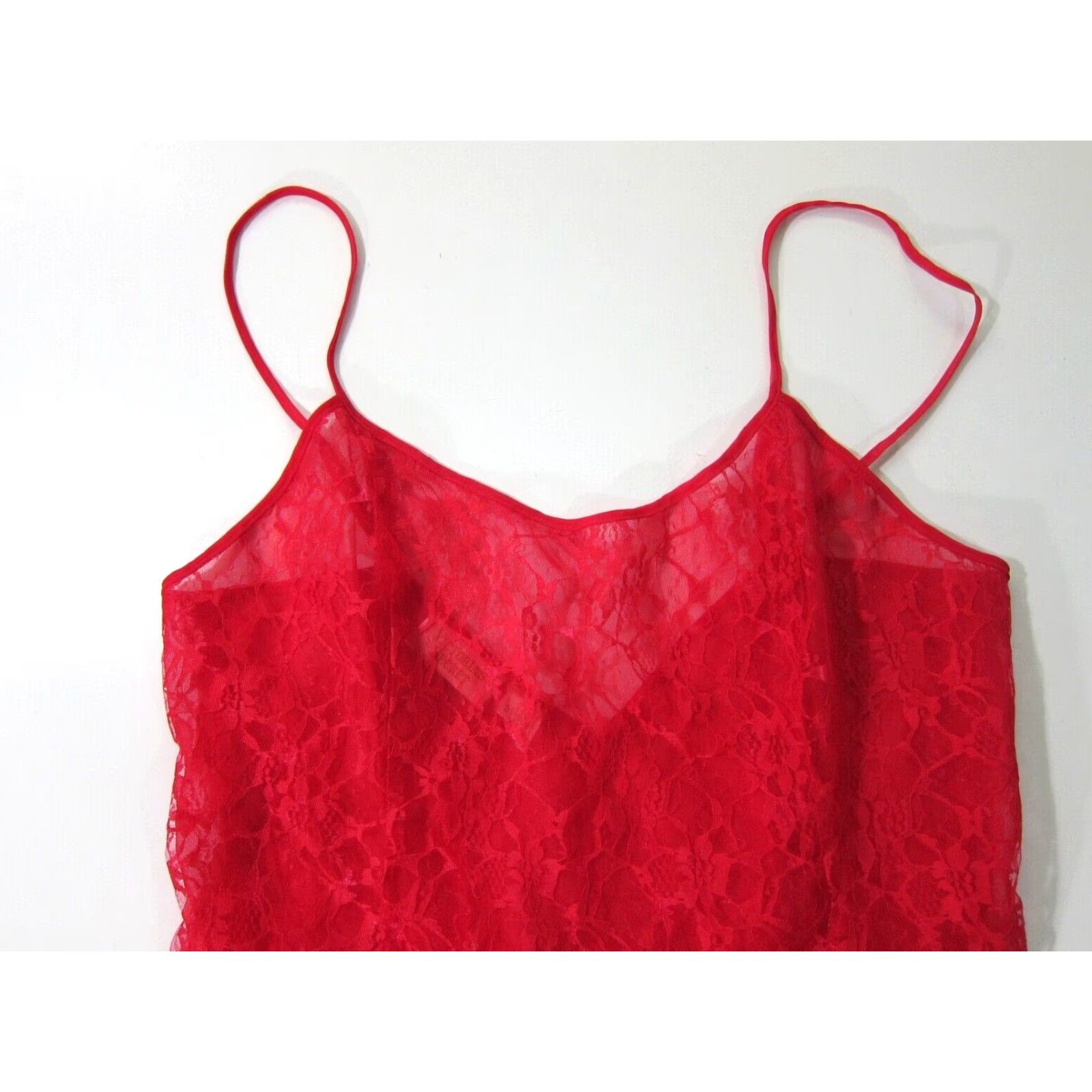 Victoria's Secret VINTAGE Victoria's Secret Red Lace Nightgown Cami Large Lingerie Spaghetti Strap Women Size ONE SIZE - 4 Thumbnail