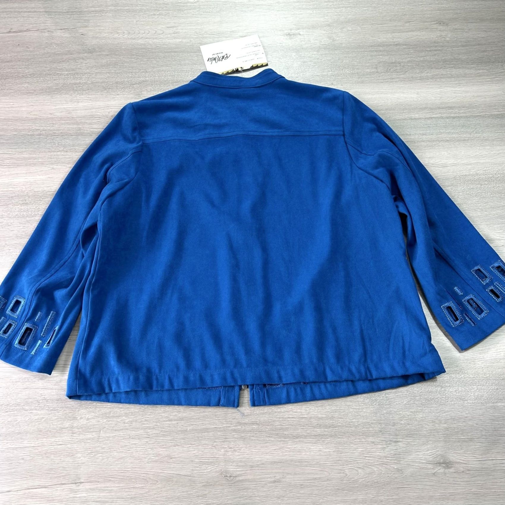 Bob Mackie Bob Mackie Wearable Art Jacket Womens Large Blue Zip Embroidered Geometric Trim Art Designer Casual Jacket Women L Blue Ladies Vintage: No Size L / US 10 / IT 46 - 2 Thumbnail