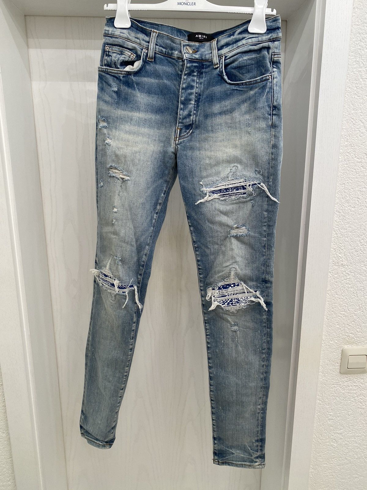 image of Amiri Mx1 Bandana Patch Jeans Indigo Us 31 in Blue, Men's