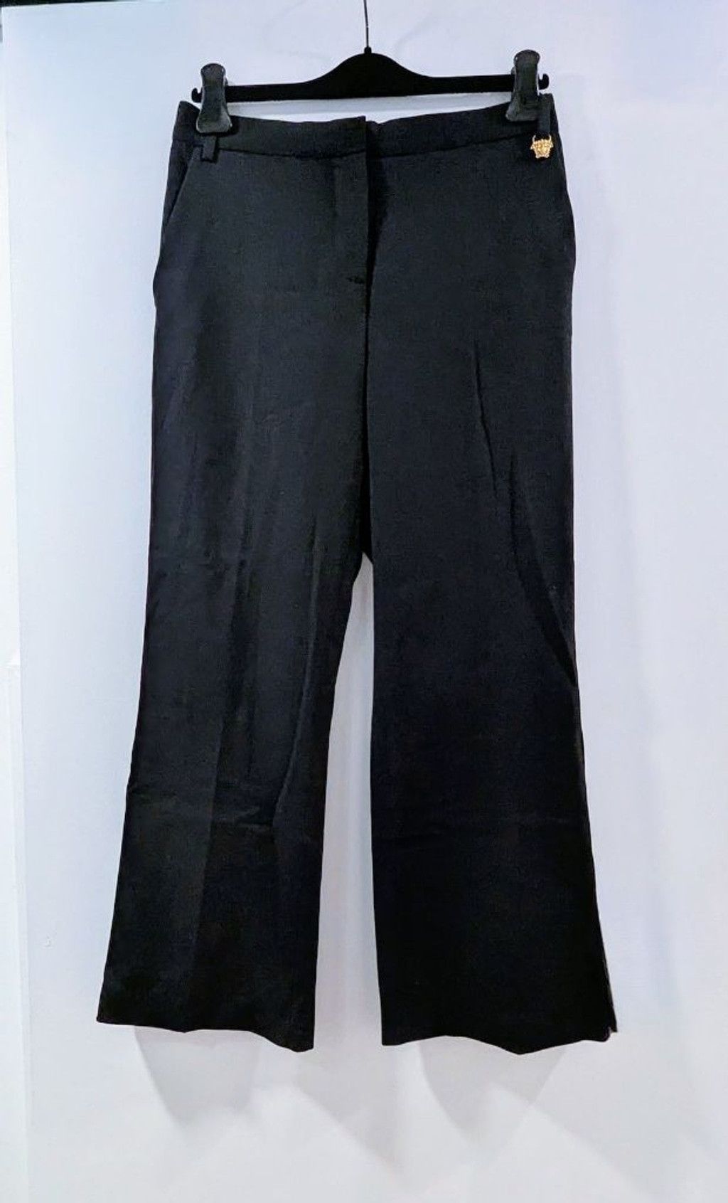 Versace Versace Black Medusa La Grecca Logo Wide Leg Pants Size 44 Size 32" / US 10 / IT 46 - 1 Thumbnail