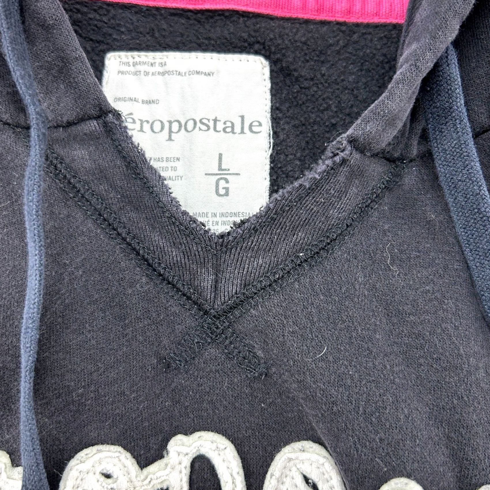 Vintage VINTAGE Aeropostale Hoodie Juniors L Black Pullover Drawstring New York Y2K 80s 90s Hooded Womens Size L / US 10 / IT 46 - 5 Thumbnail