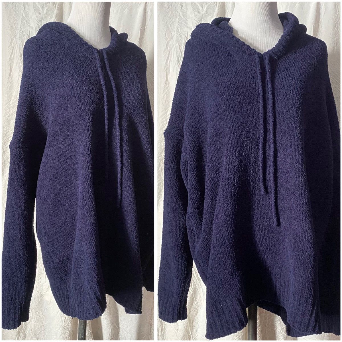 Vintage Navy, Chenille, Oversized Chunky Pullover Hooded Sweater Size ONE SIZE - 2 Thumbnail
