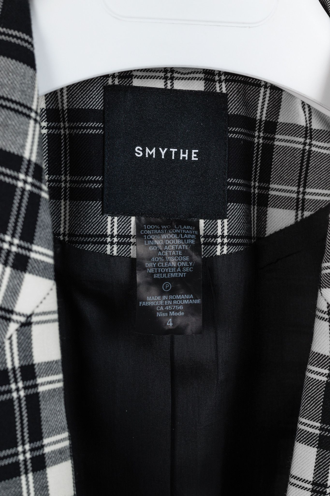SMYTHE Smythe PS/20 Plaid Wool Taped Peak-Lapel Blazer Size S / US 4 / IT 40 - 4 Thumbnail