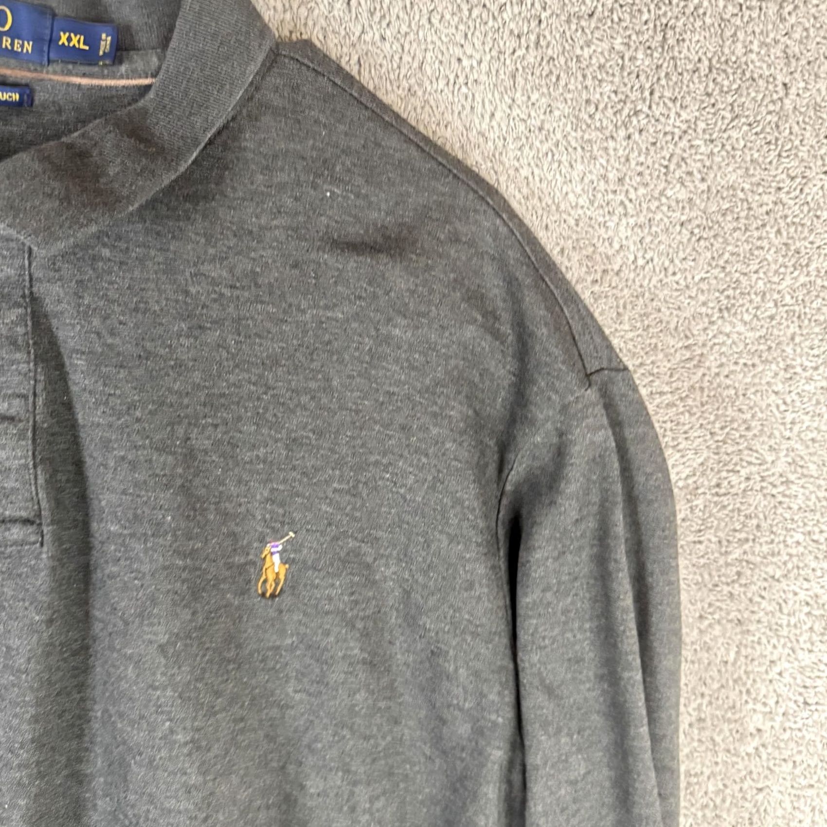 Polo Ralph Lauren Polo Ralph Lauren Polo Shirt Mens 2XL Gray Pima Soft Touch Long Sleeve Pony Logo Size US XXL / EU 58 / 5 - 4 Thumbnail