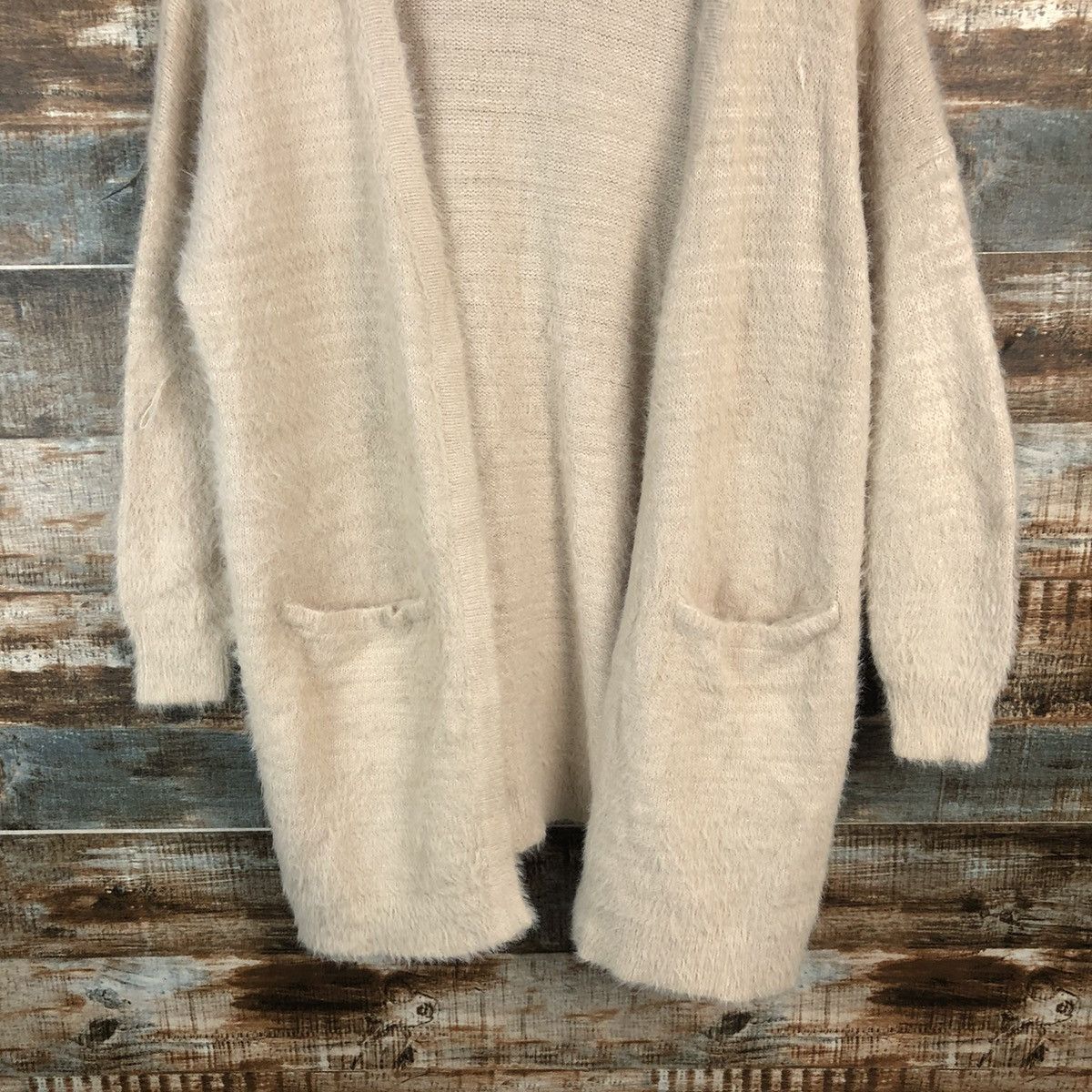 Aran Isles Knitwear Ingni Brown Cardigan mohair fur shaggy Knitwear #A1320 Size M / US 6-8 / IT 42-44 - 6 Thumbnail