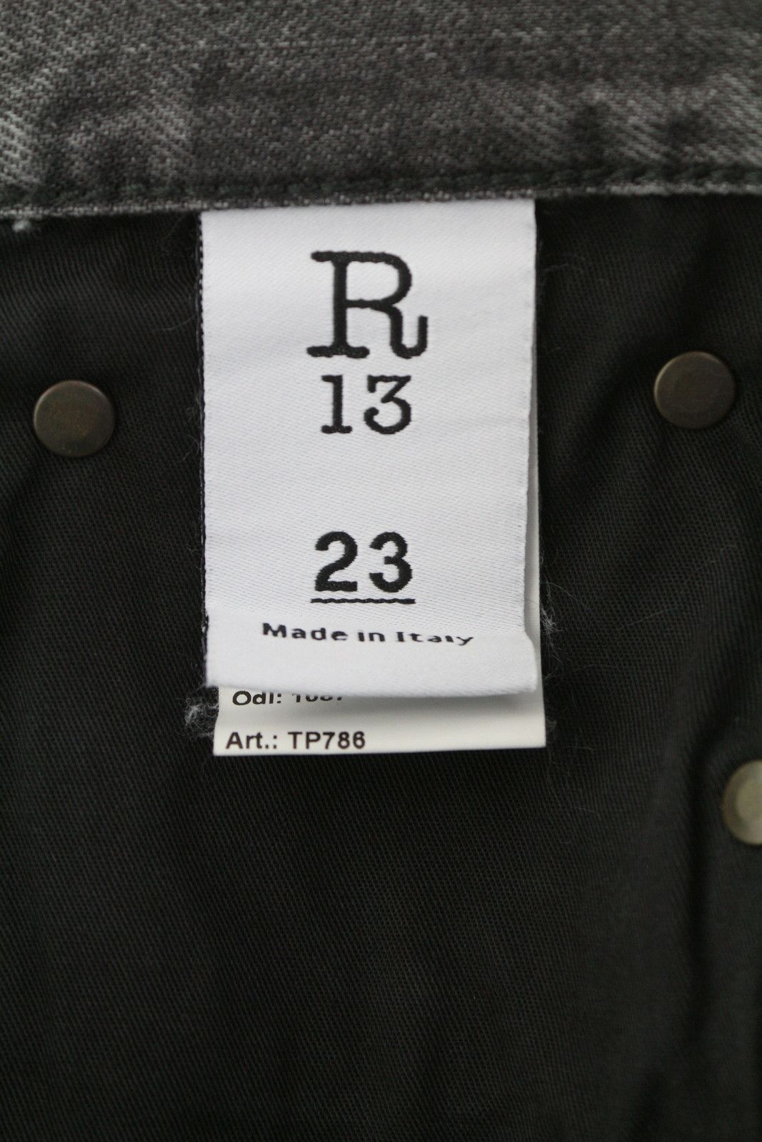 R13 BOYFRIEND 23 Wilson Black Whiskers Faded Zip PS25 86680 Size 23" - 8 Thumbnail