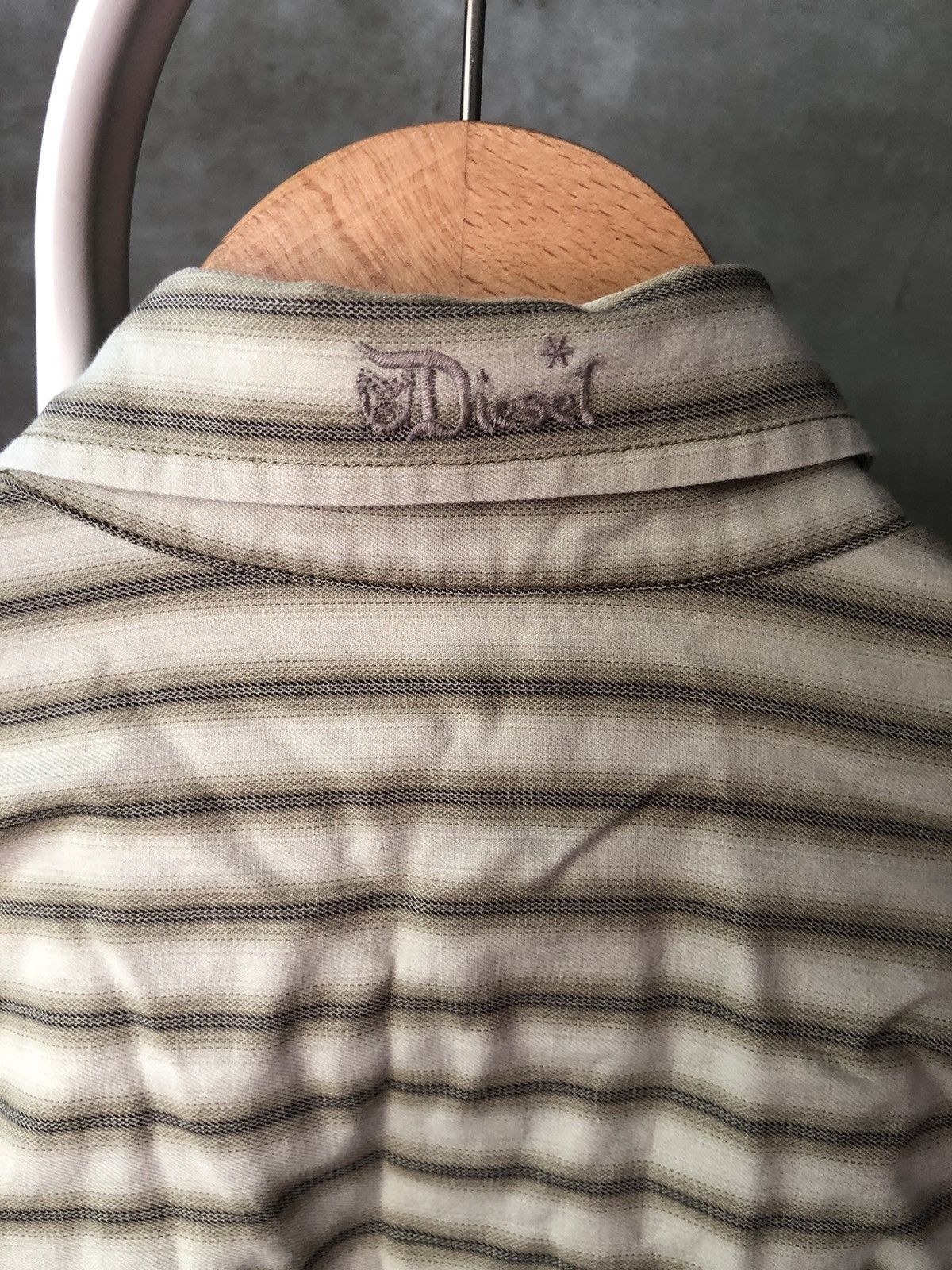 Diesel Diesel Men’s Striped Western Shirt – Size M Beige/Brown Y2K Size US M / EU 48-50 / 2 - 5 Thumbnail