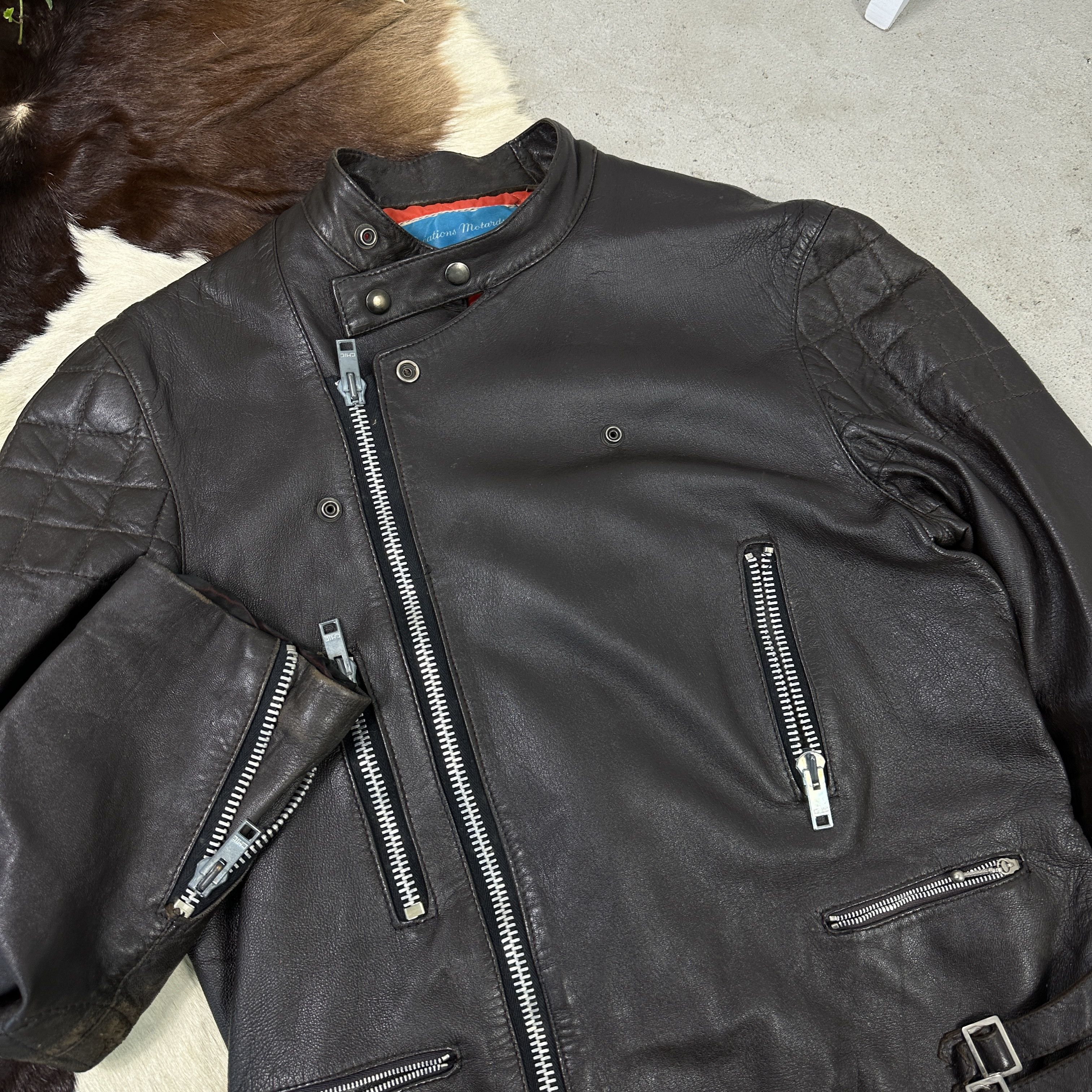 Genuine Leather × Vintage Rare Vintage 60s Moto Cuir Cafe Racer Leather Jacket Size US M / EU 48-50 / 2 - 4 Thumbnail