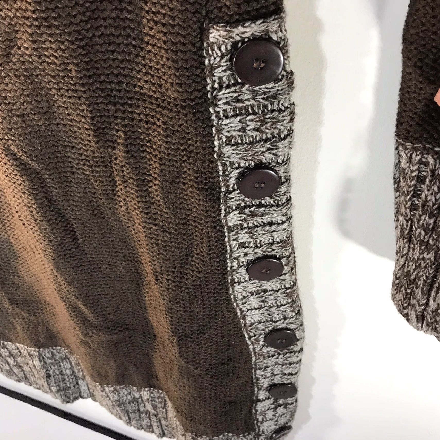 Vintage Say What Brown White Cable Knit Sweater Dress Womens Plus Size 2X Midi Collared Fall Winter Size XXL / US 16-18 / IT 52-54 - 2 Thumbnail