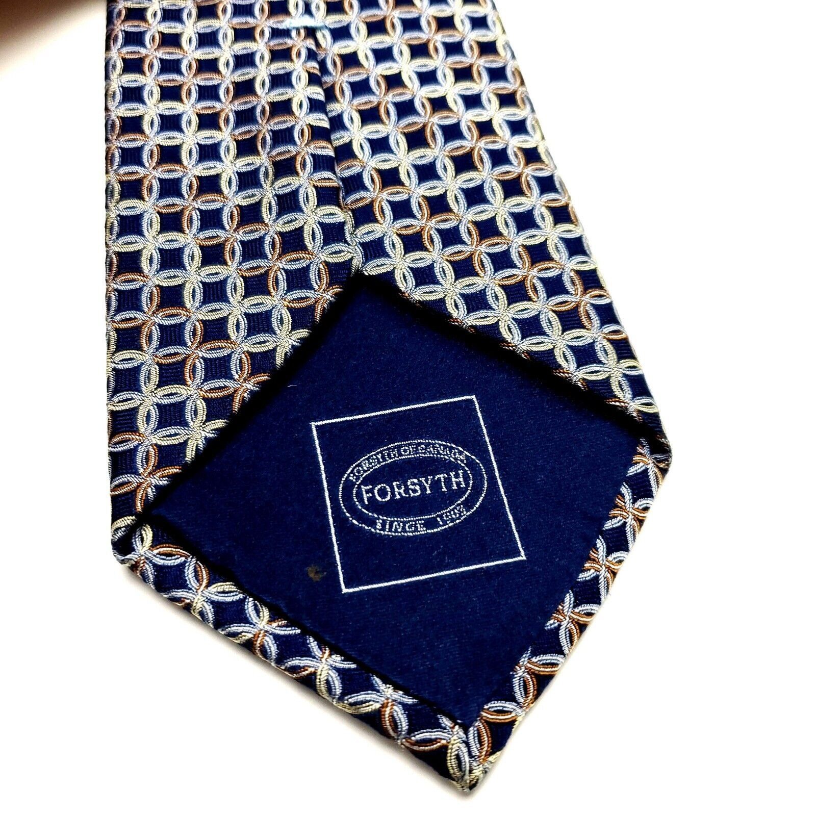 Vintage Forsyth Silk Tie Blue Woven Geometric Size ONE SIZE - 3 Thumbnail