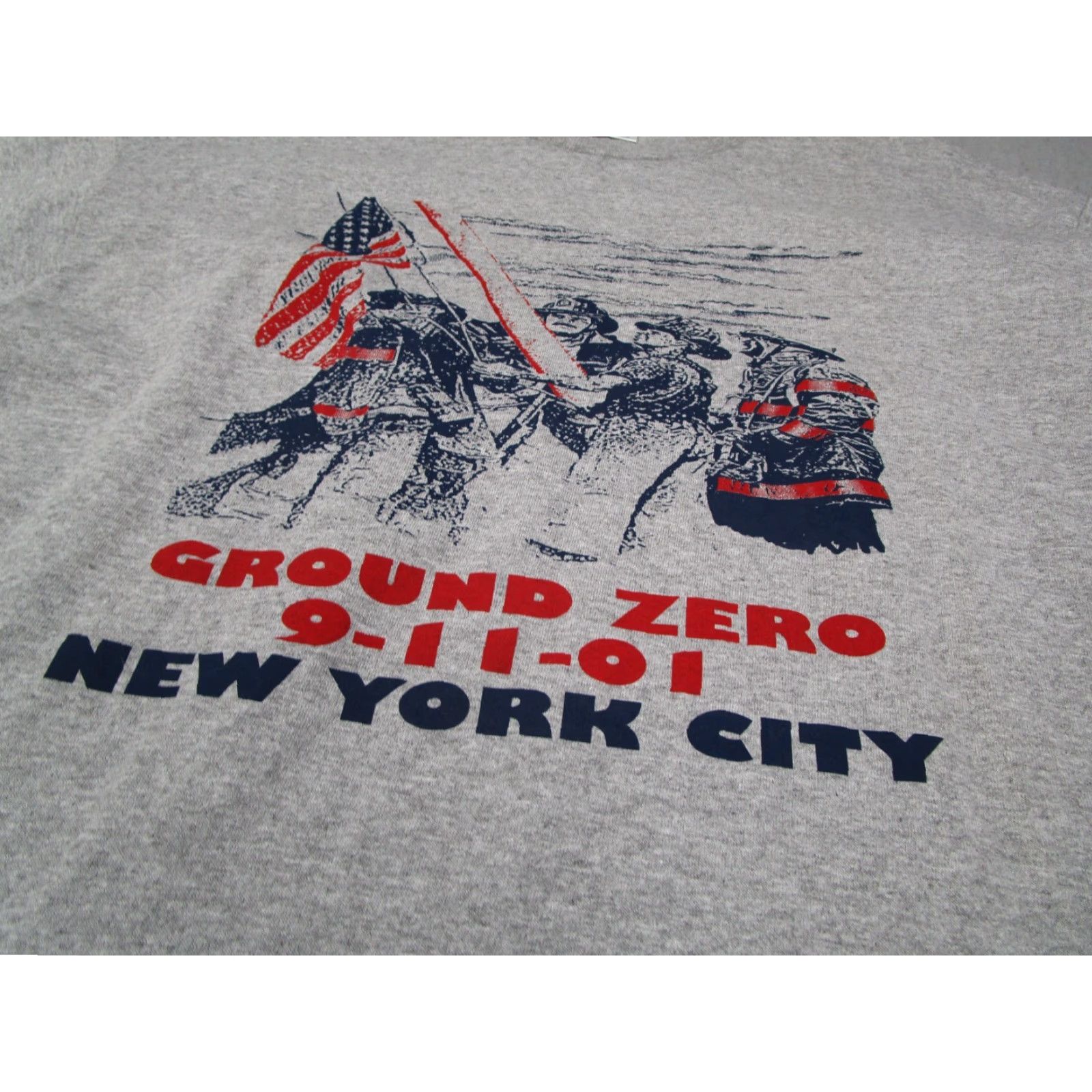Delta Vintage Delta Ground Zero NYC September 11 Shirt Mens Large Gray T-Shirt Crew Neck Cotton Blend Short Sleeve Embroidered Retro 2001 Men Size US L / EU 52-54 / 3 - 2 Thumbnail