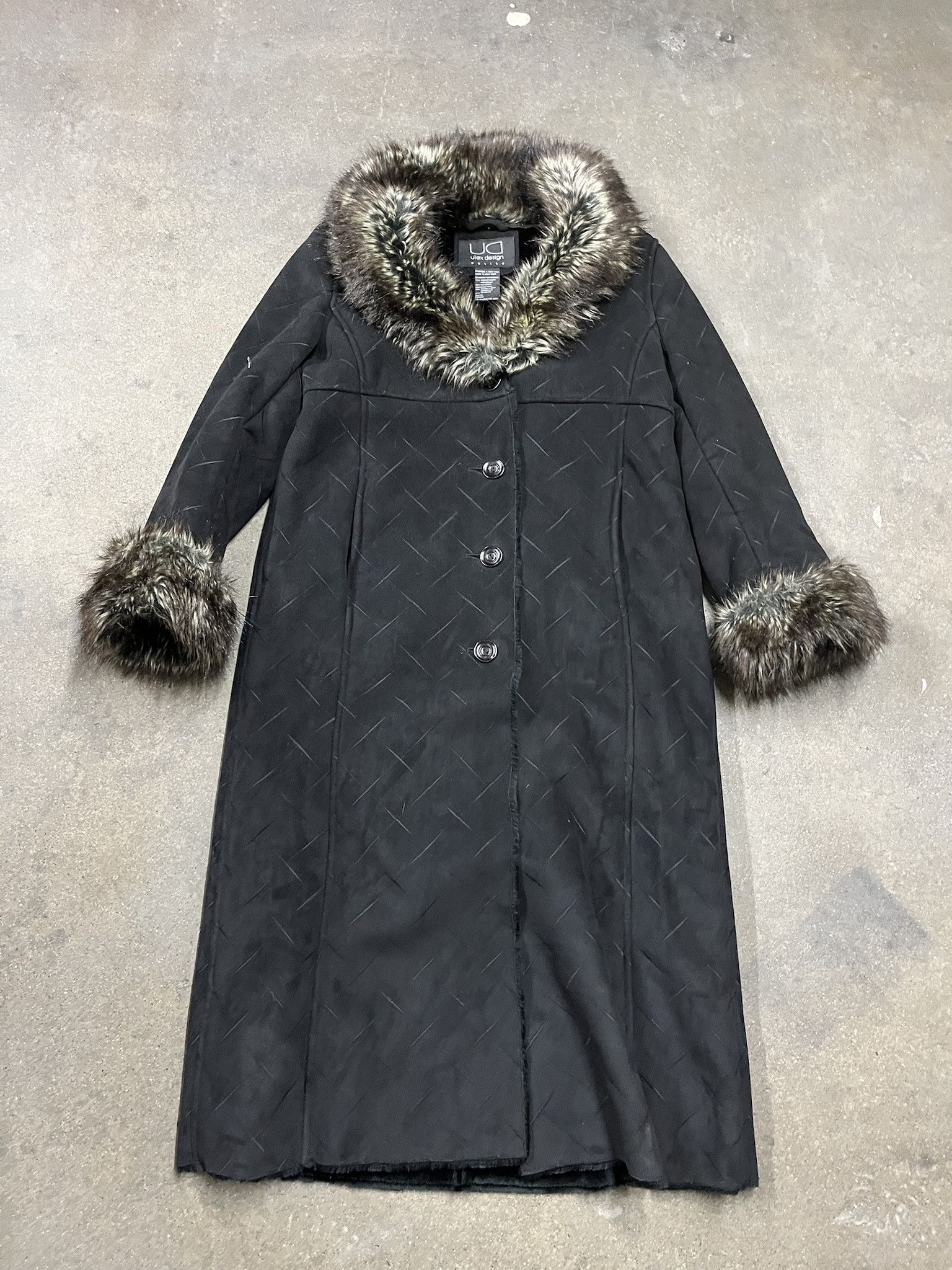 Affliction × JNCO × Vintage Vintage 2000s Fur Collar Y2K Womens Long Coat Faux Suede Jacket Size S Size US S / EU 44-46 / 1 - 1 Thumbnail