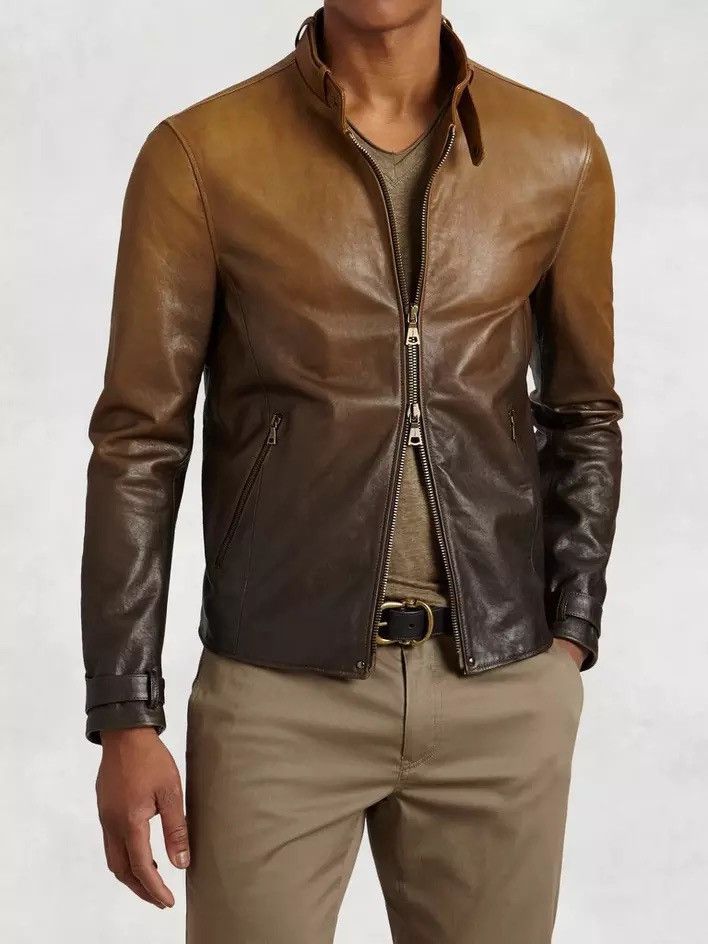John Varvatos Gradient Lambskin Moto Jacket Size EU 54 USA 44 Size US L / EU 52-54 / 3 - 1 Thumbnail