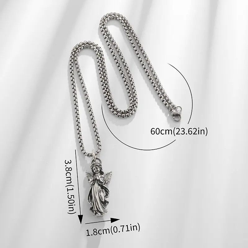Jewelry Vintage Silver Angel Pendant Necklace Size ONE SIZE - 3 Thumbnail