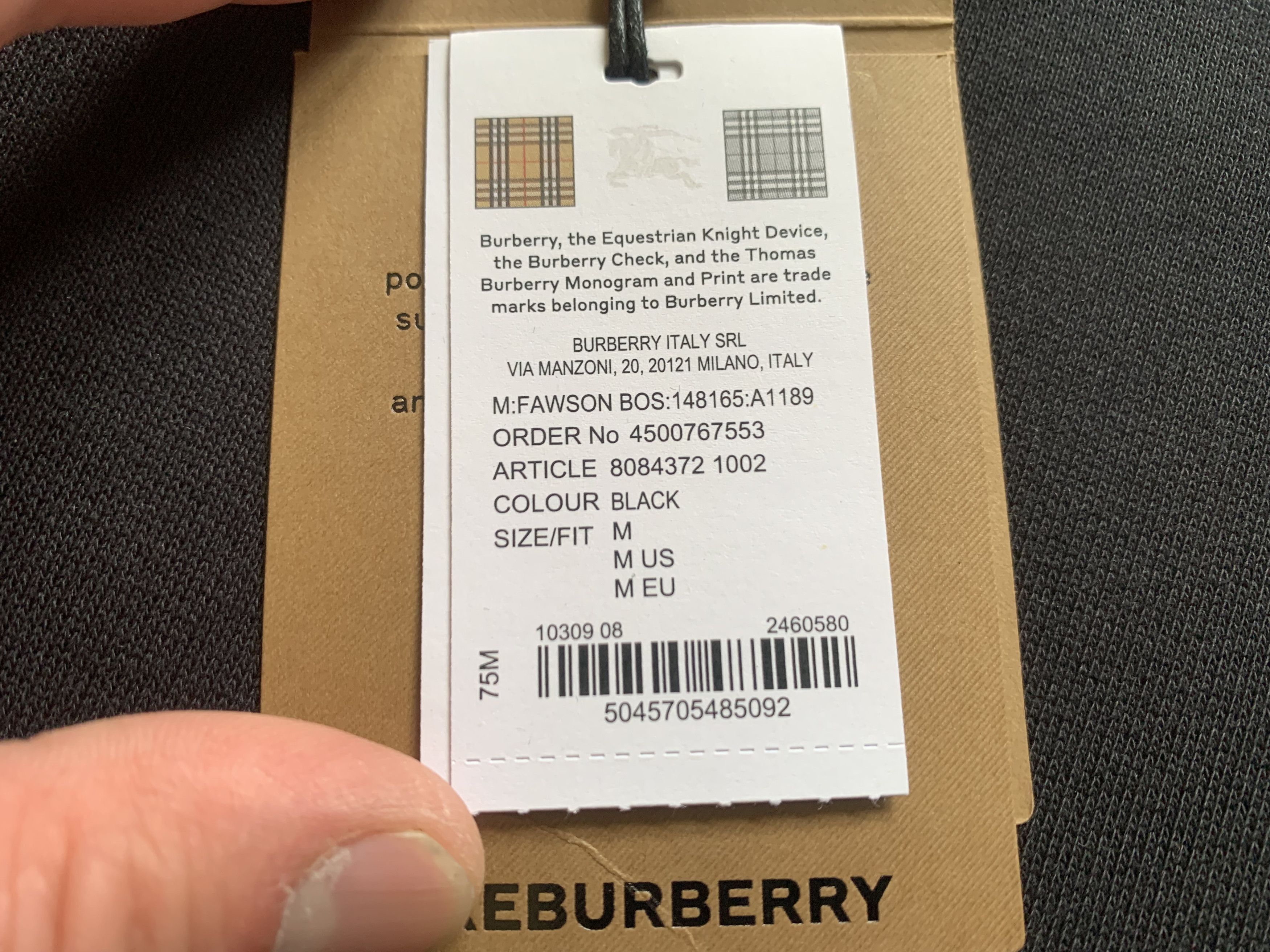 Burberry Burberry Cotton Black Crew Neck Sweatshirt Size US M / EU 48-50 / 2 - 9 Thumbnail