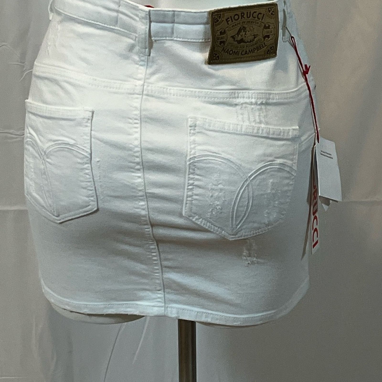 Fiorucci Fiorucci White Distressed Denim Mini Skirt Size 28" / US 6 / IT 42 - 11 Thumbnail