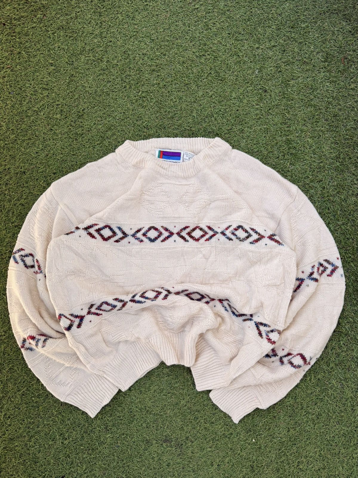 Vintage Vintage 90s Beige Cream coloure Knitted Sweater Size (M) Size US M / EU 48-50 / 2 - 1 Thumbnail