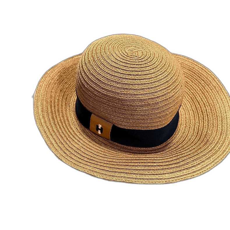 Hermes Embroidered Logo Woven Straw Hat Hermès Size ONE SIZE - 1 Thumbnail