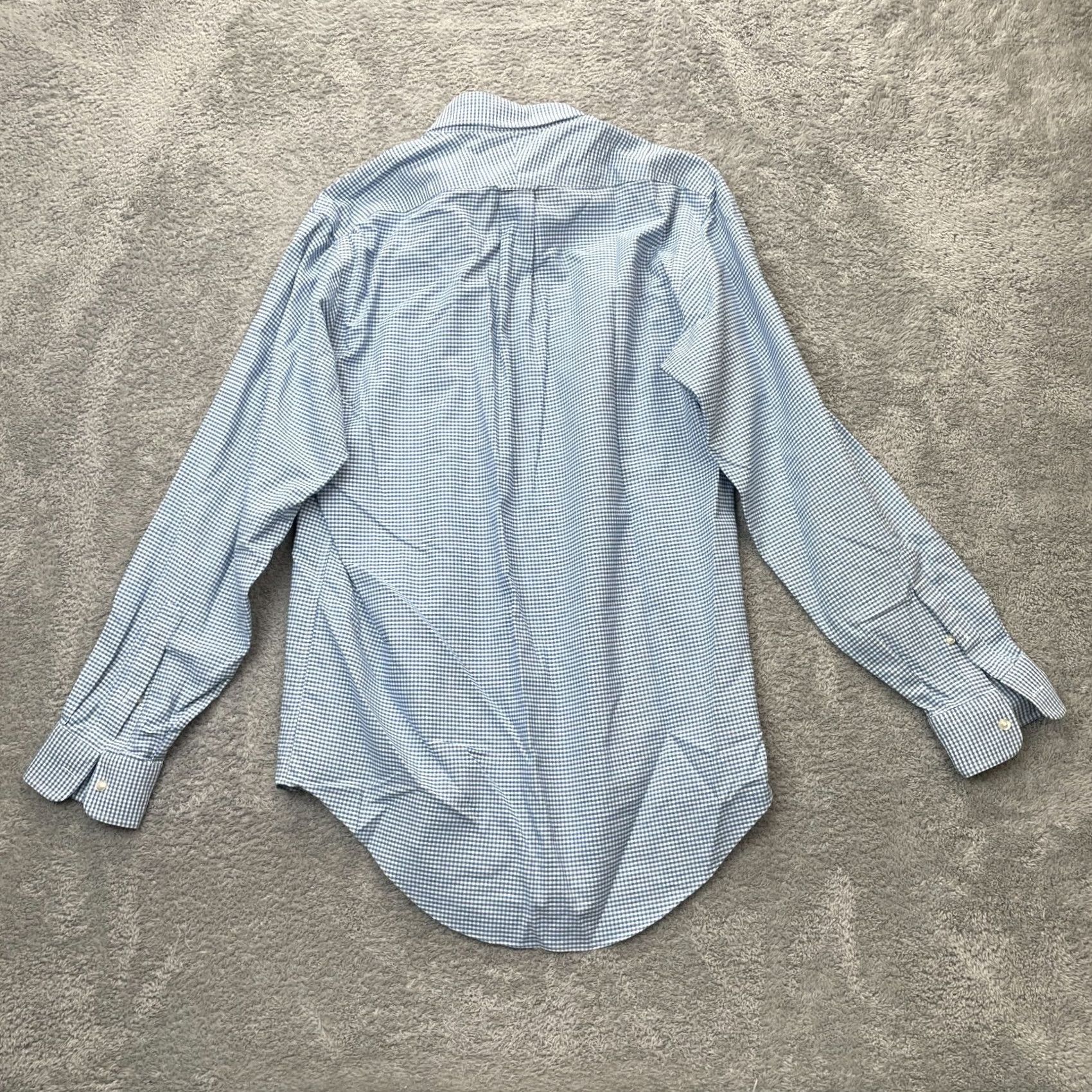Lands' End VTG Lands' End Shirt Mens 36 Tall Blue No Iron Dress Gingham Button-Down Casual Business Long Sleeve 100% Cotton Regular Womens? Size 36R - 2 Thumbnail