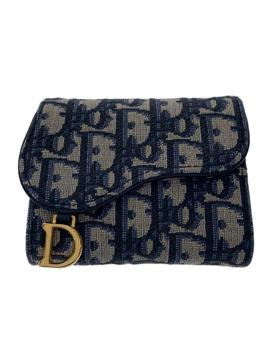 Dior Dior Saddle Lotus Monogram Trotter Tri-Fold Wallet Navy Size ONE SIZE - 1 Thumbnail