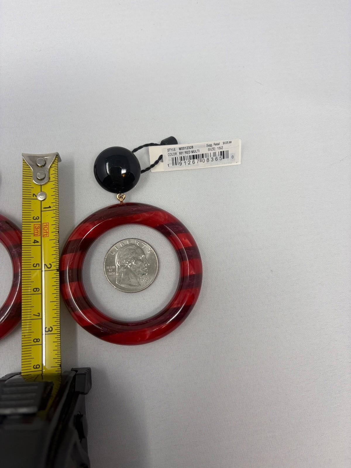 Marc Jacobs Marc Jacobs Red Multi Resin Hoop Earrings – Omega Back – NWT Size ONE SIZE - 6 Thumbnail