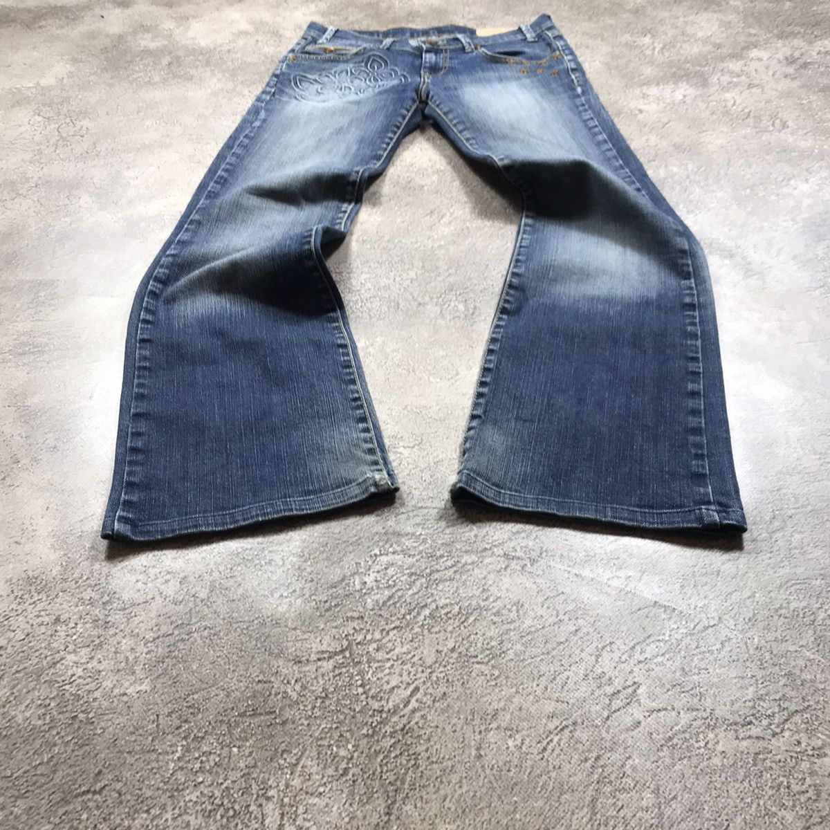 Vintage Vintage 90s Distressed Baggy Wide Leg Jeans Grunge Y2K 28 Size 28" / US 6 / IT 42 - 1 Thumbnail