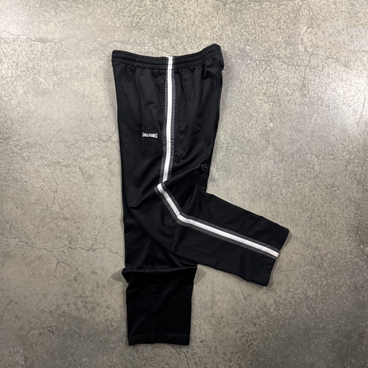 Spalding Vintage 90s Y2K Spalding Track Pants Black White Stripe 30 Size US 30 / EU 46 - 2 Thumbnail