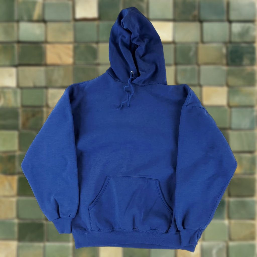 Jerzees VINTAGE Jerzees Hoodie Sweatshirt Mens L Blue 90s Made USA Pullover Sweatshirt L Size US L / EU 52-54 / 3 - 1 Thumbnail