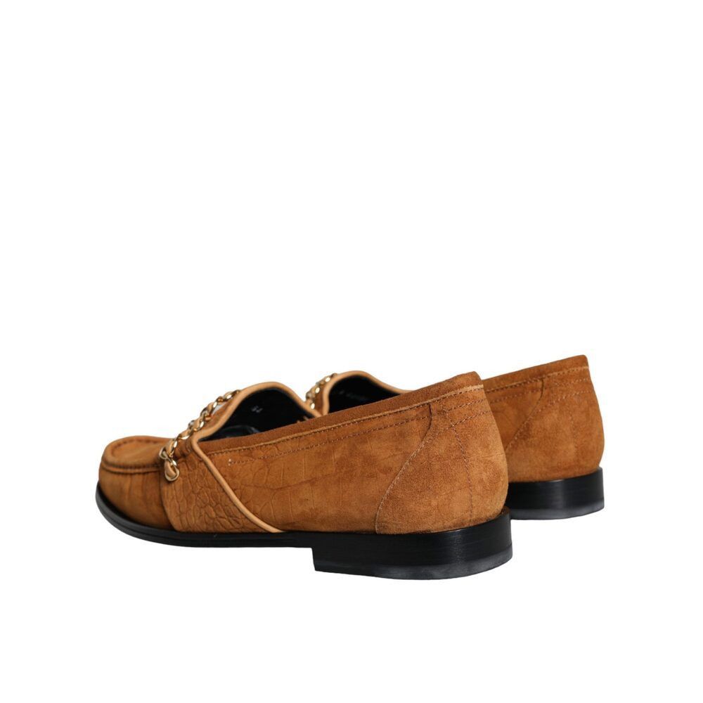 Dolce & Gabbana Dolce & Gabbana Brown Velvet Leather Logo Mocassin Slip On S Size US 10.5 / EU 43-44 - 4 Thumbnail