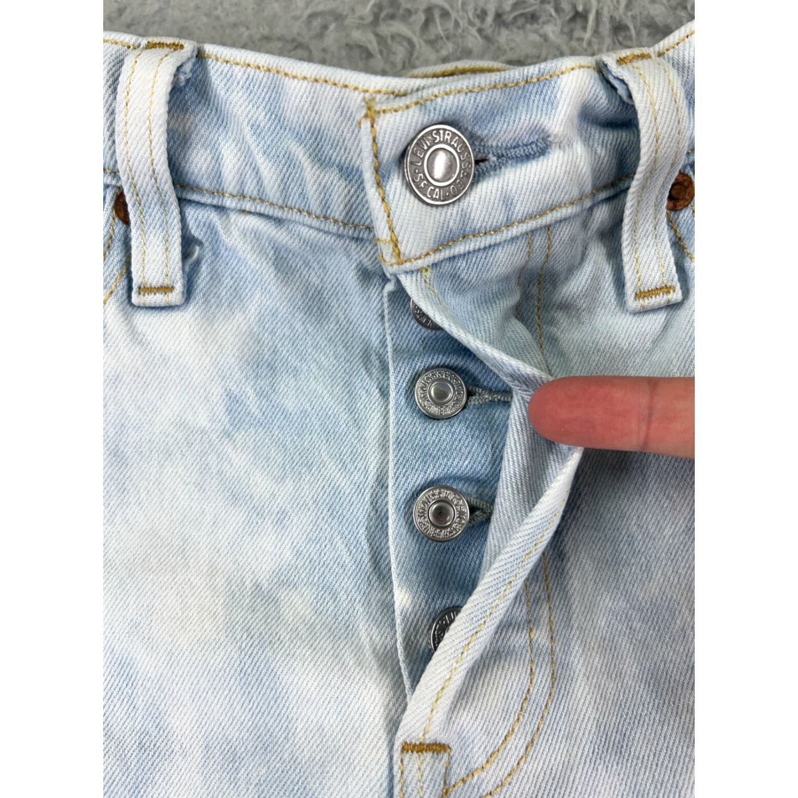Levi's Levis Jeans Adult 25 Blue Denim 501 Skinny Button Big E Premium Acid Wash Size 42" / US 20 - 5 Thumbnail