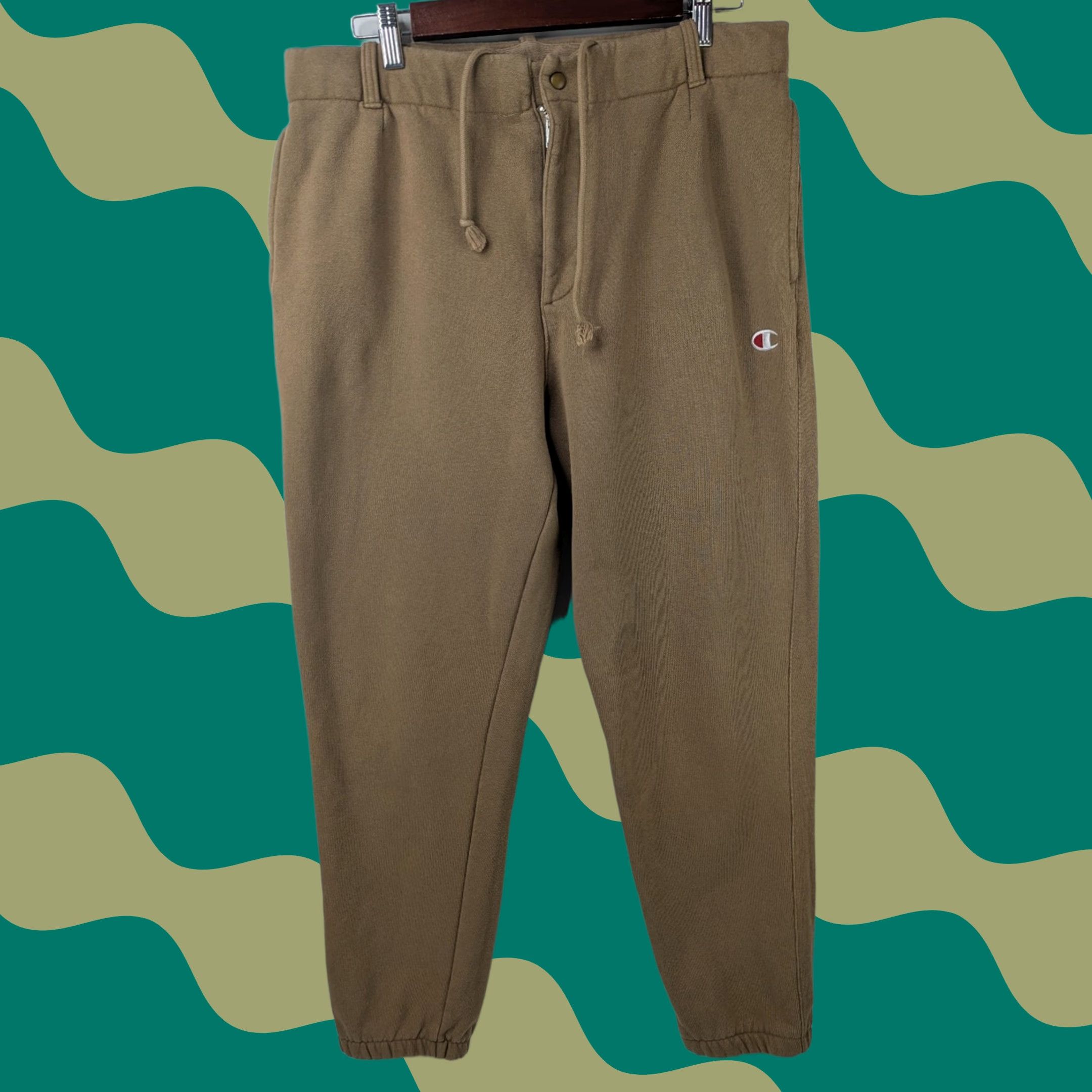 Champion Champion Life Sweatpants Mens Regular Beige Cotton Fleece Tailored 30in Inseam Zipper Drawstring Gym & Training Pants Size US 31 - 1 Thumbnail